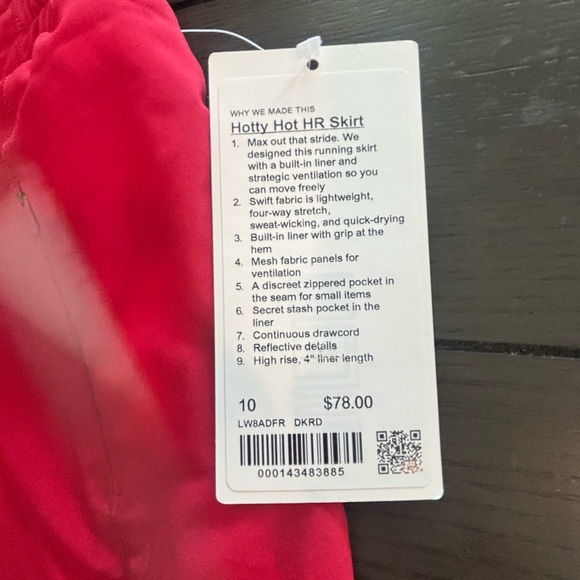 Lululemon Hotty Hot High-Rise Skirt Dark Red Size 10 NWT - Picture 5 of 7